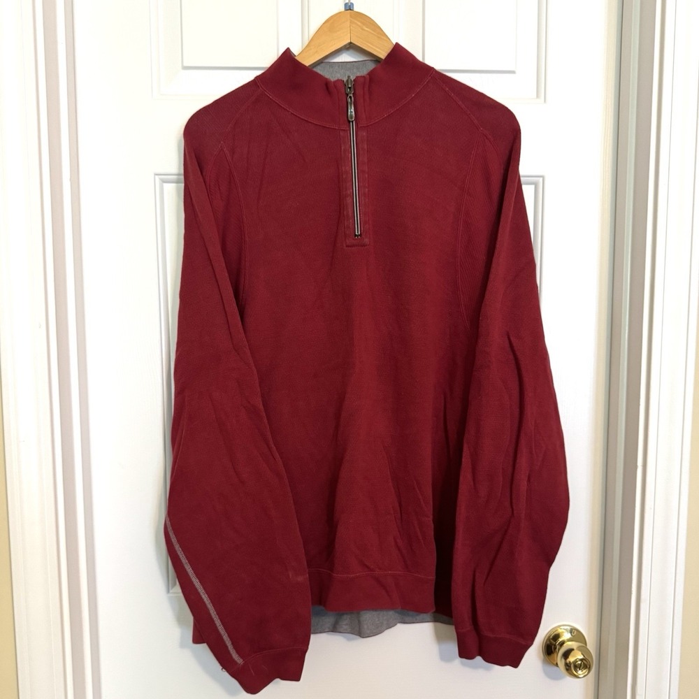 Tommy Bahama Relaxed 100% Cotton 1/4 Zip Pullover Sweatshirt Style Adult L Red